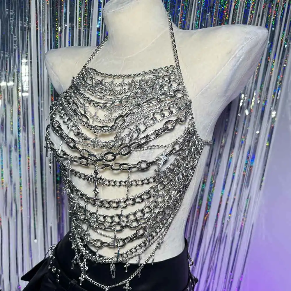 

Chain Harajuku DIY Gothic Punk Rock E-Girls Y2K TOPS Goth Grunge Cyber Trendy Kawaii Eco 90s Emo Digital Hand Made Teen Pin