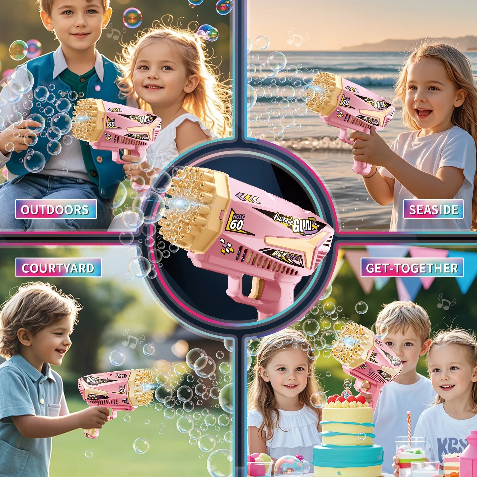 60-Loch Handheld Mechanische Stil Seifenblasenmaschine Automatische Spielzeug Seifenblasenpistole Outdoor Hochzeit Event Requisiten Geburtstag Party Gefälligkeiten Outd