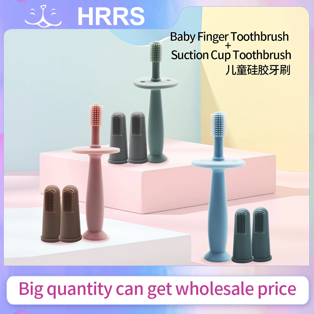 1pc Baby Soft Silicone Training Toothbrush and 2pcs Suction Cup Toothbrush Children Dental Oral Care Tooth Brush