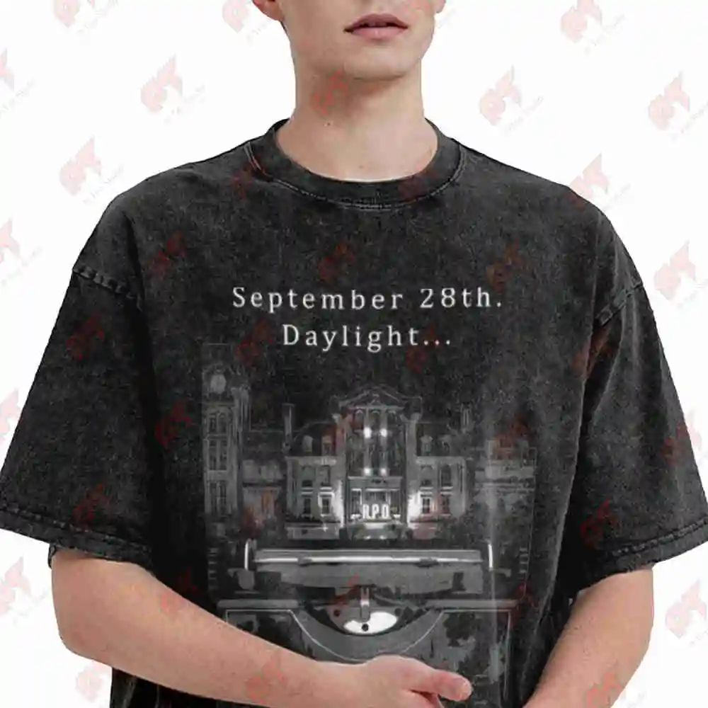 Biohazard Anime Characters Daylight Vintage Washed Tee Pure Cotton T-Shirt