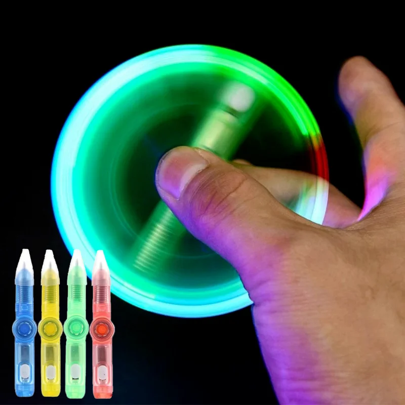 Glow Rotating Spinning Gaming Pen com LED, Flash luminoso colorido, Ponto de bola, Brinquedos de alívio do estresse, Esferográfica com bateria, Cool