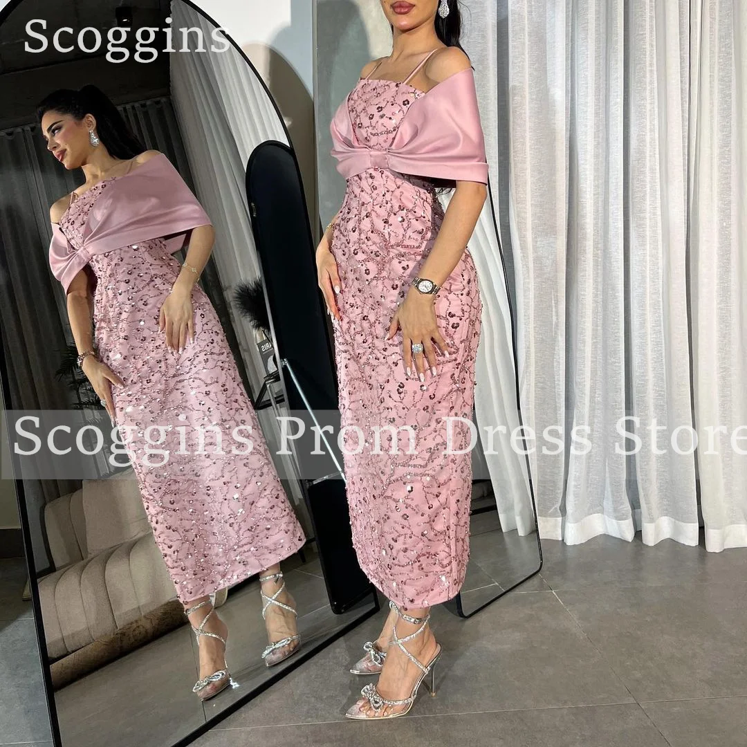 Scoggins Column Sequins Off-The-Shoulder Neckline Floor-Length Bow Dresses For Special Events Evening Dresses Prom Dresses Dress