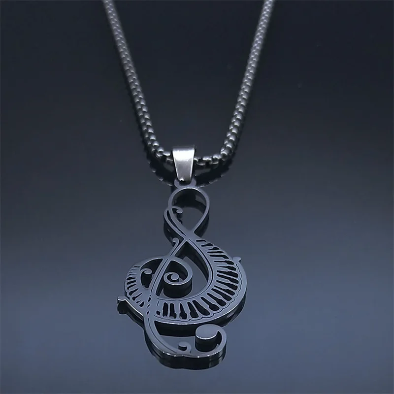 2024 Musical Note Hollow Pendant Necklace Women Piano Keys Stainless Steel Goth Necklace Music Symbol Gift Jewelry Gift N8598S03