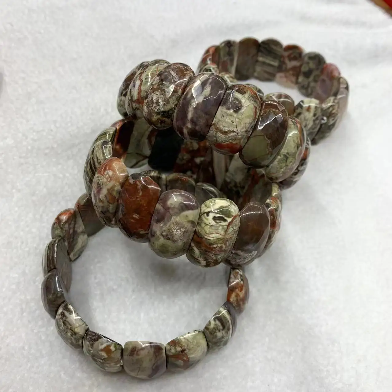 Natural Rainforest Agate Beads Bracelet Natural Gemstone Jewelry Bangle for Woman for Man Wholesale