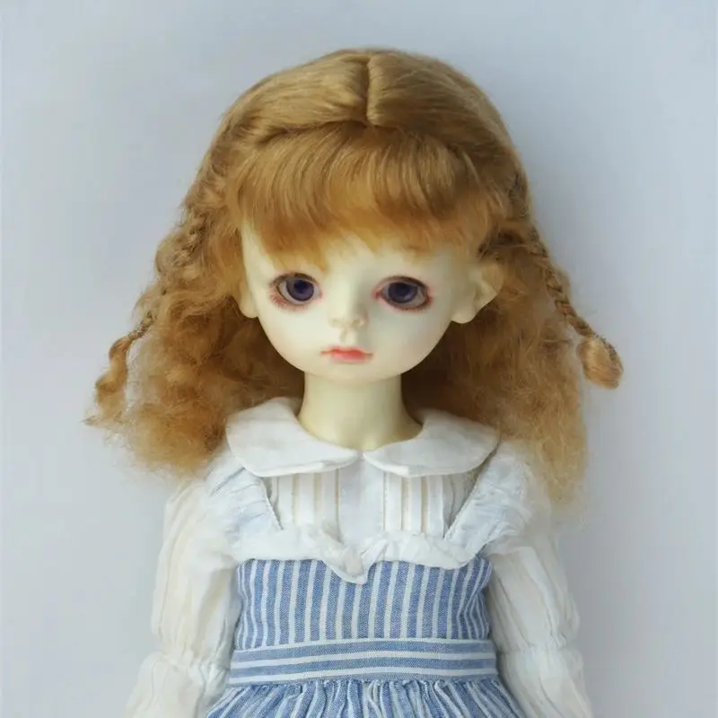 Longest Combed Mohair Hair  JD249L 8-9inch  9-10inch 10-11inch Twin Side Braids  Soft Smart wave BJD wigs