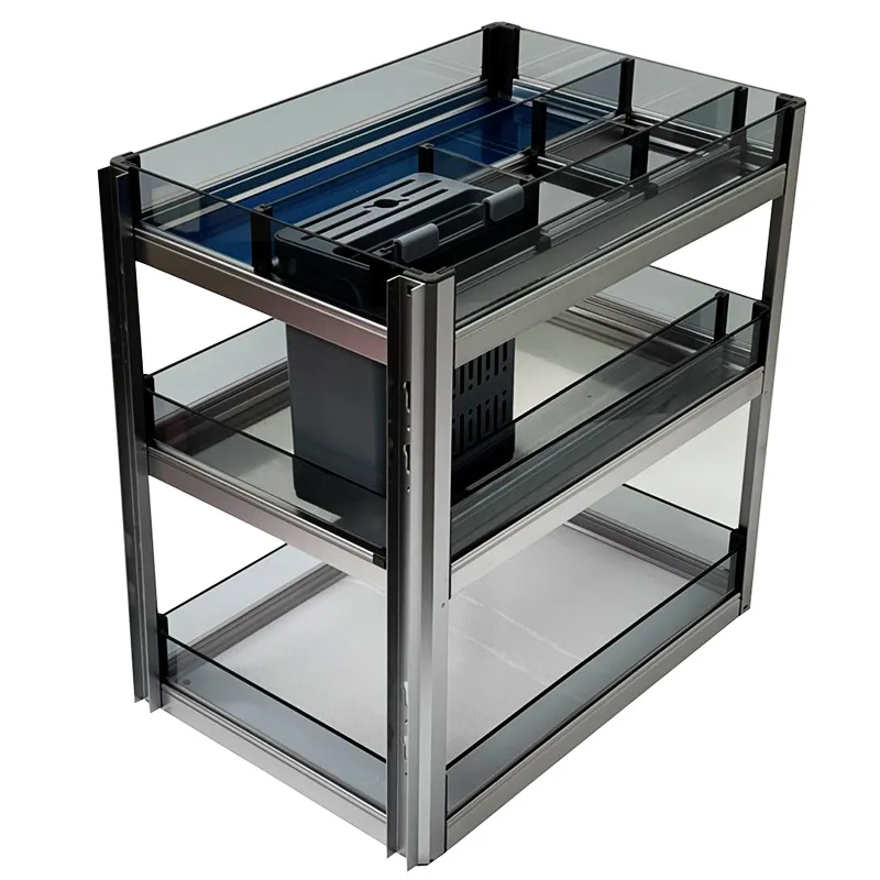 

Kitchen Double Layer Three Crystal Drawer Seasoning Basket with Cushioning Damping