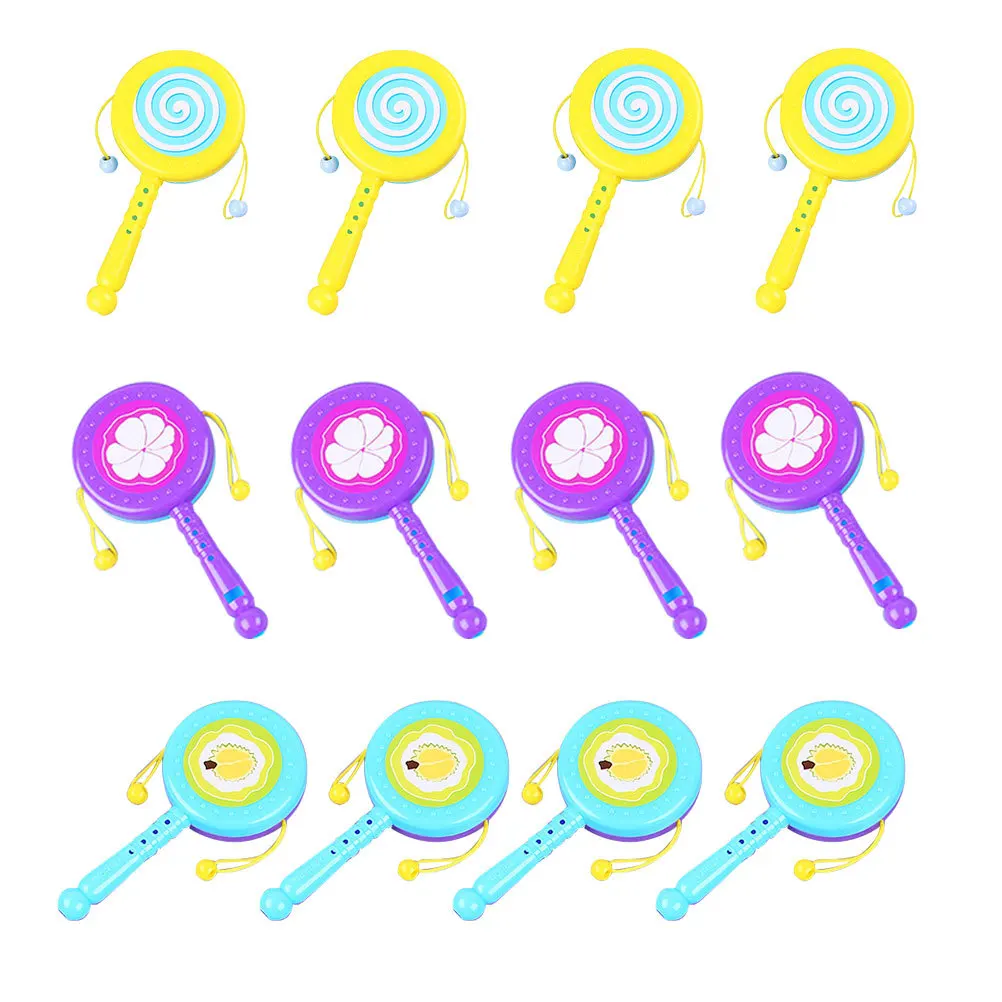 12 Stuks Creatieve Baby Rammelaar Drums Baby Educatief Speelgoed Handheld Shaker Vroege Ontwikkeling Cognitieve Luistervaardigheden