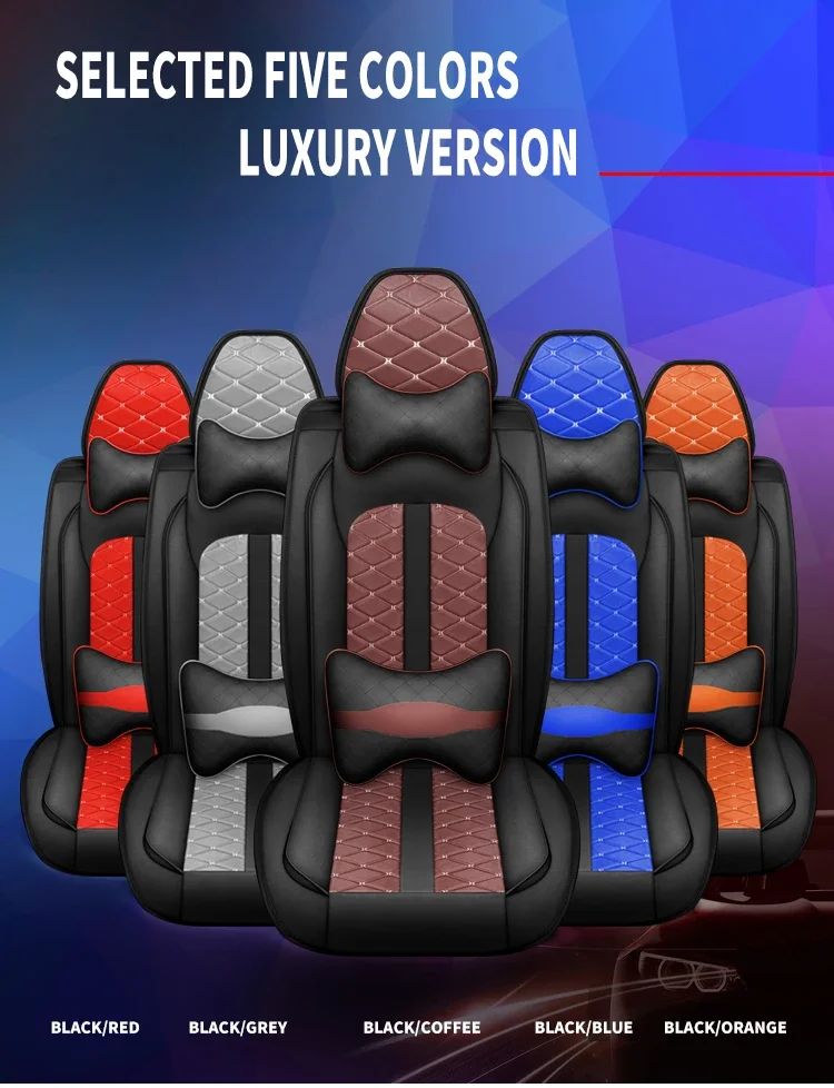 Original  Design Leather Car Seat Covers Full Set  Front and Rear Split Bench for Cars Easy to Install Adjustable