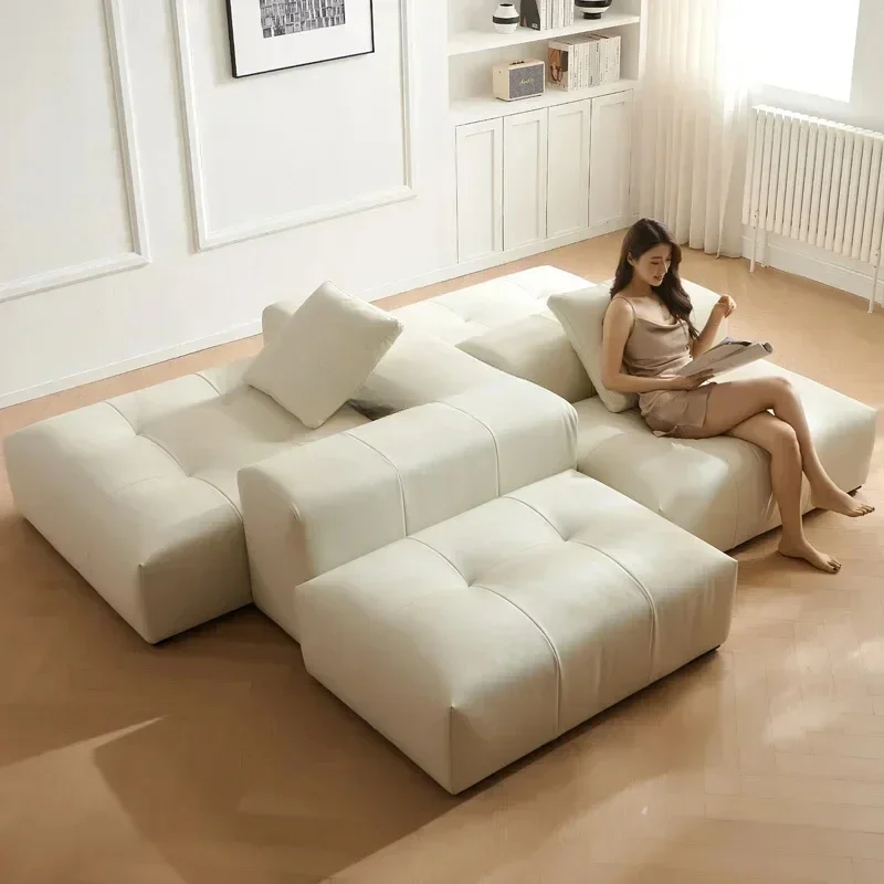 

Sofa silicone leather double-sided seated sofa module combination Italian minimalist sofa