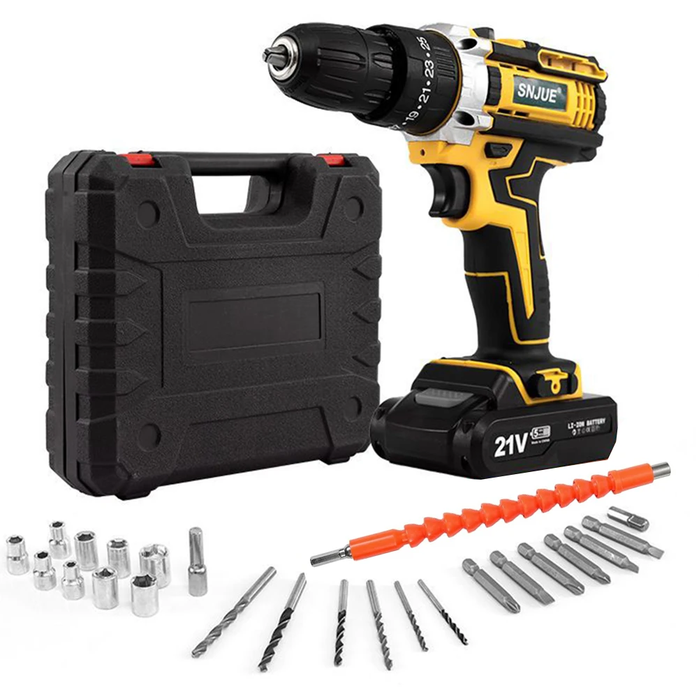 24 in 1 Cordless Drill Set 21V Power Drill with Drill Bits Battery Powered Screwdriver Driver 3/8-Inch Keyless Chuck 25+1 Clutch