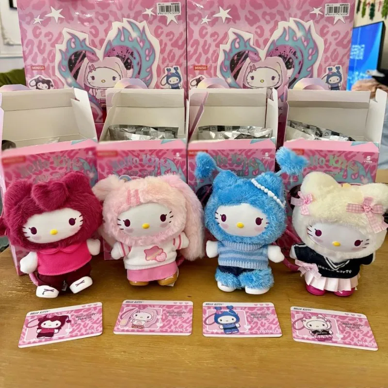 

Sanrio Kitty Pop Star Series Vinyl Blind Box Plush Mystery Bag Keychain Pendant Surprise Box Decor Collection Toy Doll Girl Gift