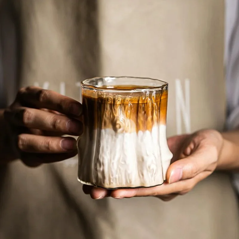 Vintage Dirty Coffee Cup Australian White Glass Mug Heat Resistant Niche Latte Americano Cup For Home Cafe Coffee Making