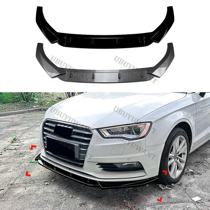 For Audi A3 8V 2013-2016 ABS Front Bumper Lip Spoiler Diffuser Splitters Body Kit Aprons Cover Guard Trim Compatible