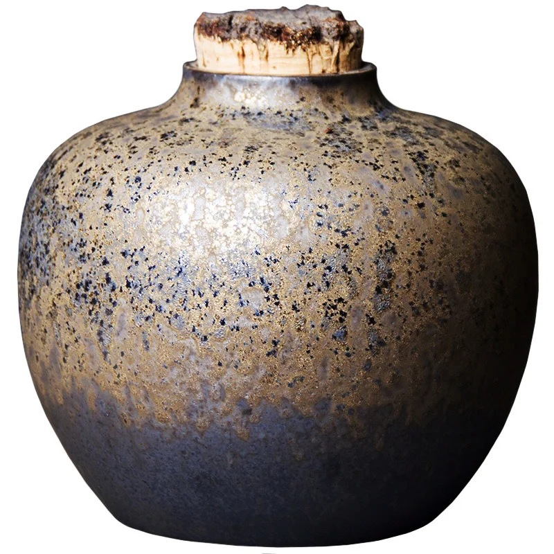 جرة شاي من الفخار الخام مصنوعة يدويًا، تخزين مذهب، مستودع منزلي صيني محكم الغلق، Pu Erh