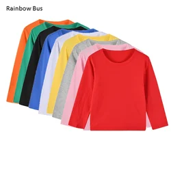 Spring Autumn Children Boys Girls T-shirt 100% Cotton Solid Casual Long Sleeve T-shirts for Kids Soft Kids Tops Unisex Clothes