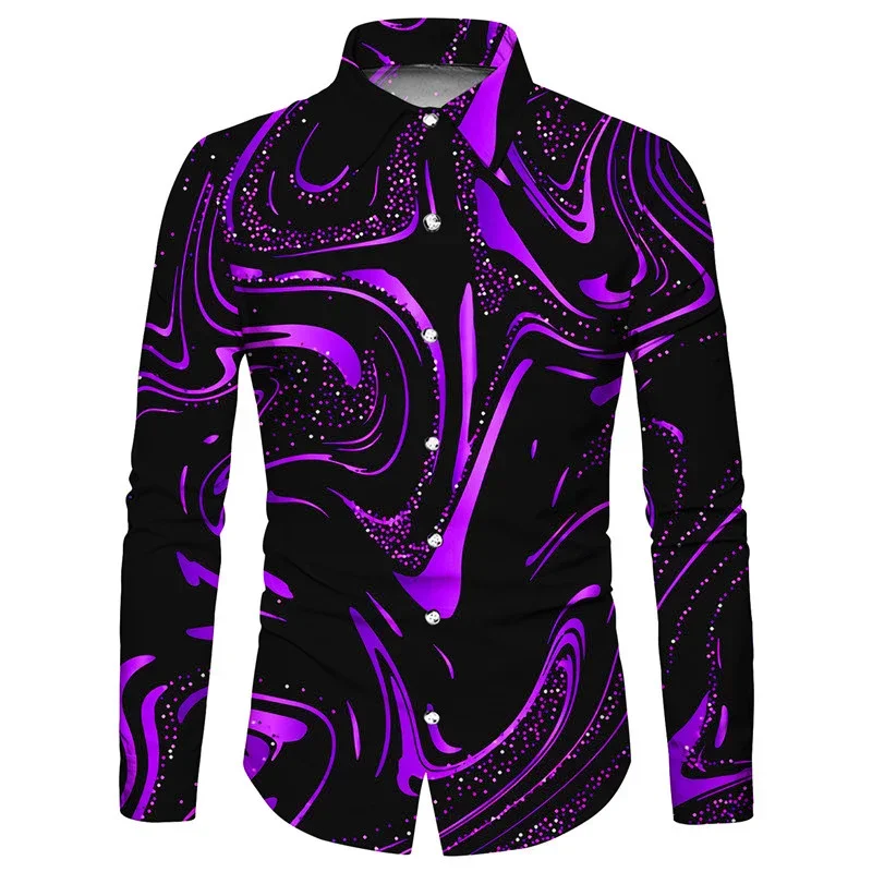 2023 Men\'s Gilded Multi-Color Series Fashionable Casual Party Soft and Comfortable Lapel Large Size Long Sleeve Shirt