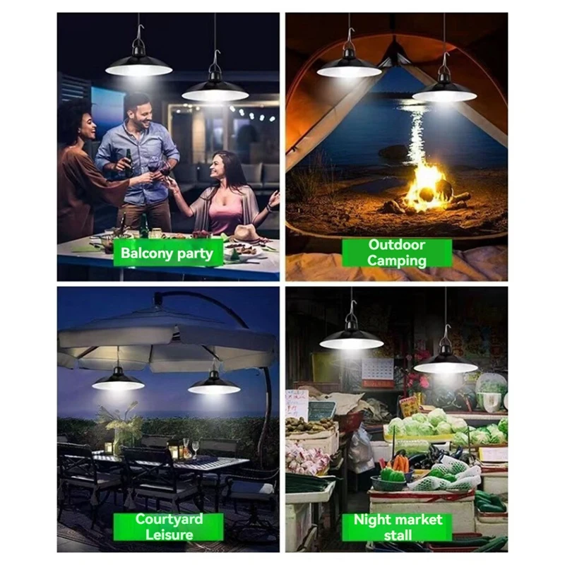 Lampu Gantung Tenaga Surya Lampu Gantung Tenaga Surya Lampu LED Tahan Air Luar Ruangan Dekorasi Lampu Gantung Dua Kepala untuk