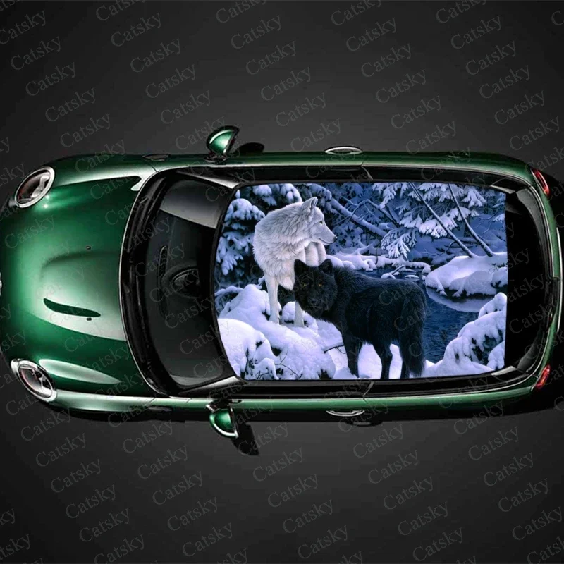 

Animal Wolf Car Roof Sticker Auto Decoration Film Car Decal Hood Door Vinyl Sticker Graphic Wrap New Car Decoration Accessories
