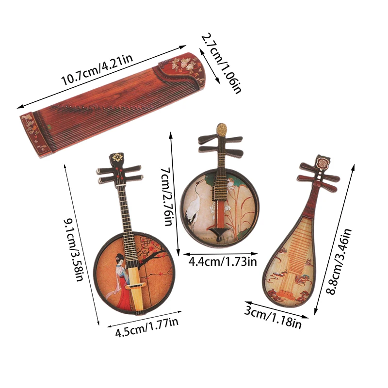 1PC 1/12 domek dla lalek Pipa Guzheng Guqin Model domek dla lalek narodowy instrument muzyczny dekoracja domek dla lalek ozdoba rzemieślnicza