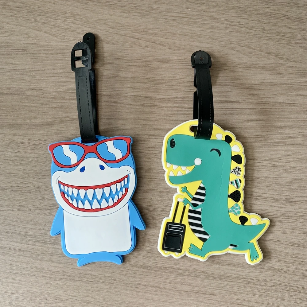 1pc/2pcs Travel Cute Dinosaur Luggage Tag Pendant Luggage Anti Loss Signage Pendant Funny Shark Bag Pendant unisex gift view 2