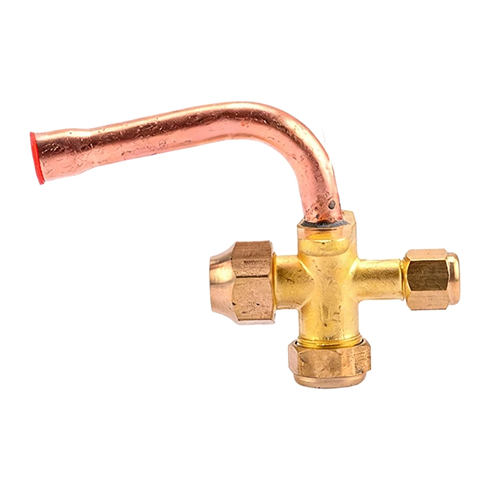 Brass Three Way Valve For Air Conditioning Split System High Low Pressure Shut HVAC Refrigeration Repair Tool