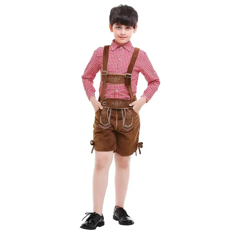 Oktoberfest Lederhosen Bavarian Shorts German Beer Festival Suit Halloween Mardi Gras Costume Outfit For Kids Boys M MN5