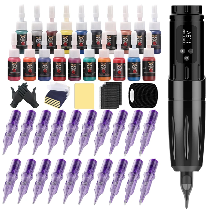 

Complete Tattoo Kit Tattoo Pen Kit Rotary Wireless Tattoo Machine Kit with Tattoo Cartridges and Tattoo Ink for Tattoo Artist