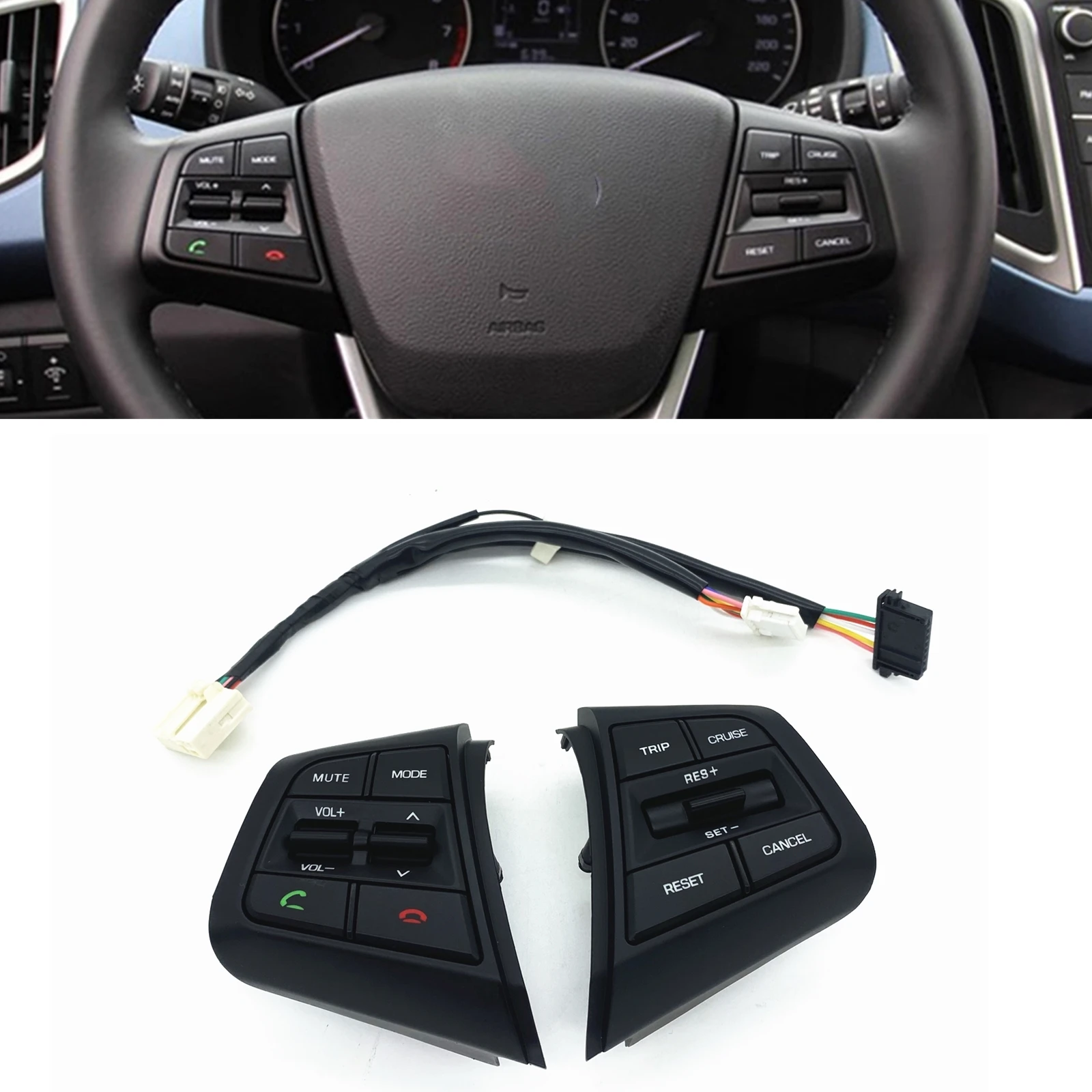 

Car Inner Steering Wheel Control Switch Volume Button Knob For Hyundai Creta ix25 1.6L 2015 2016 2017 2018 2019