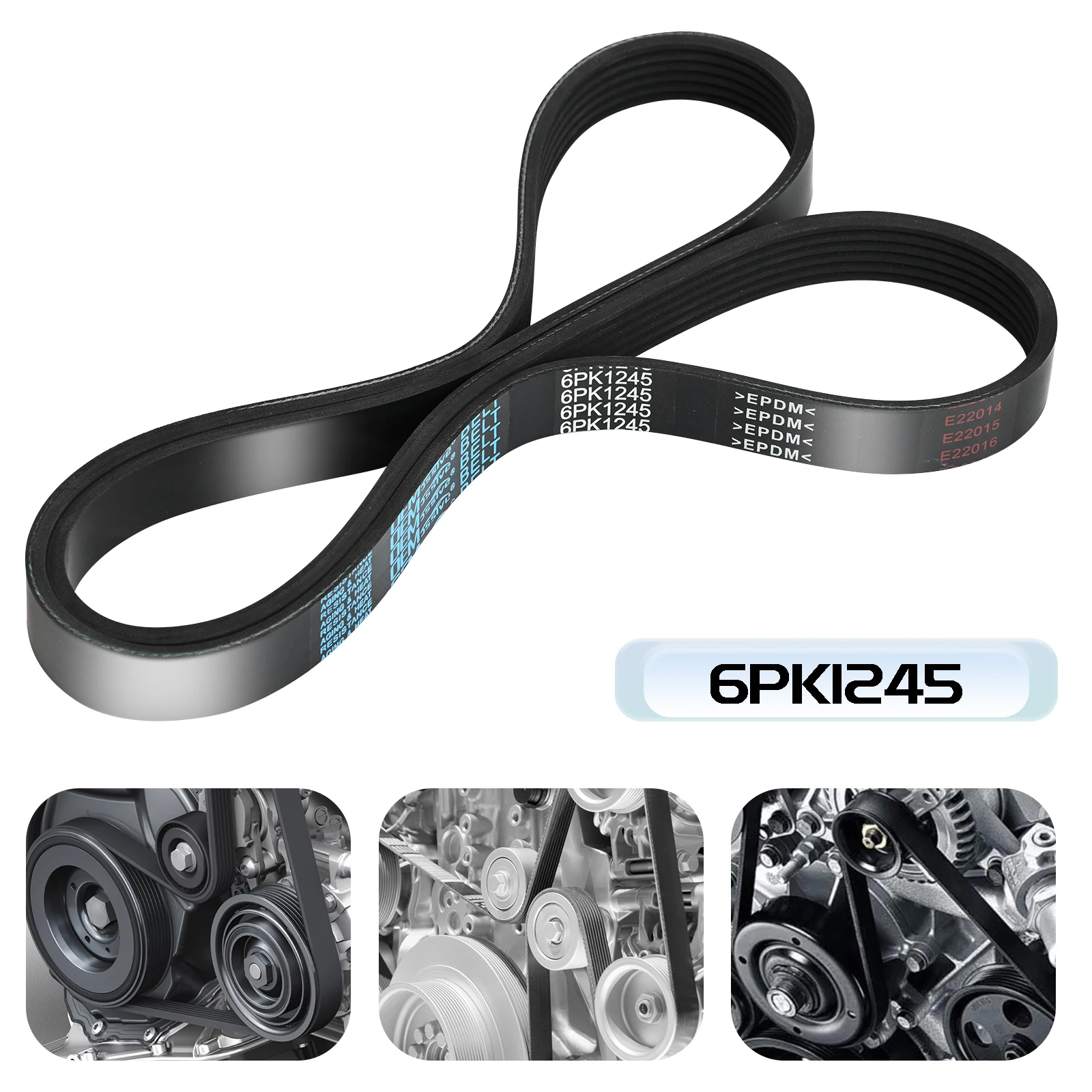 6 Rib Multi V Drive Belt 6PK1245 Ribbed V-Belt For S-MAX C-MAX GRAND C-MAX GALAXY KUGA FOCUS III Turnier 2008 2010 2012 1682006