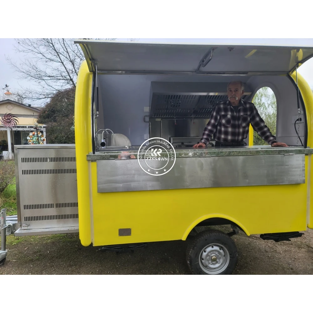 ZZKN small street fiberglass mobile coffee ice cream fast food carts and food trailers hotel snack food truck for sale in usa