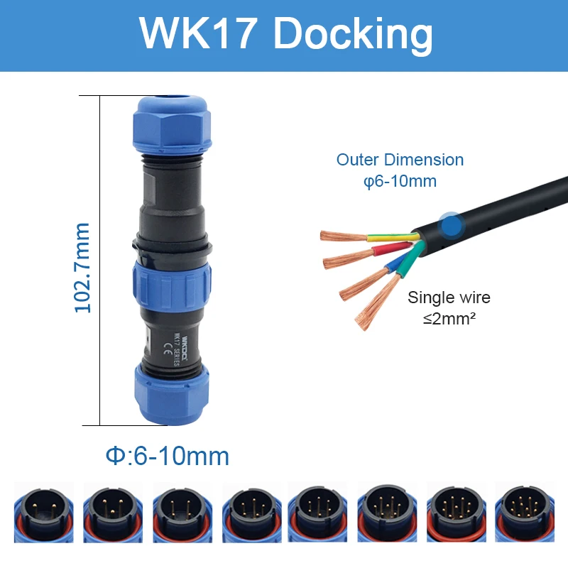 SP17 Waterproof Connector Docking Male Female Set Plug Socket 2/3/4/5/6/7/9/10 Pin 17mm Wire Electric Aviation Cable Connector