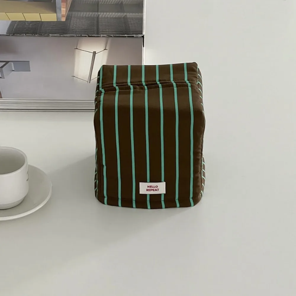 INS Stripe Tissue Case Cloth Large Capacity Paper Holder Living Room Storage Bag Desktop Decoration