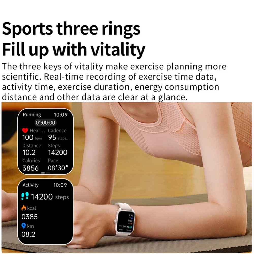 1.85 بوصة شاشة كبيرة ثلاثية الأبعاد الهاتفي الديناميكي الرجال سيدة ساعة ذكية بلوتوث دعوة الرياضة النساء معدل ضربات القلب الصحة مقاوم للماء Smartwath