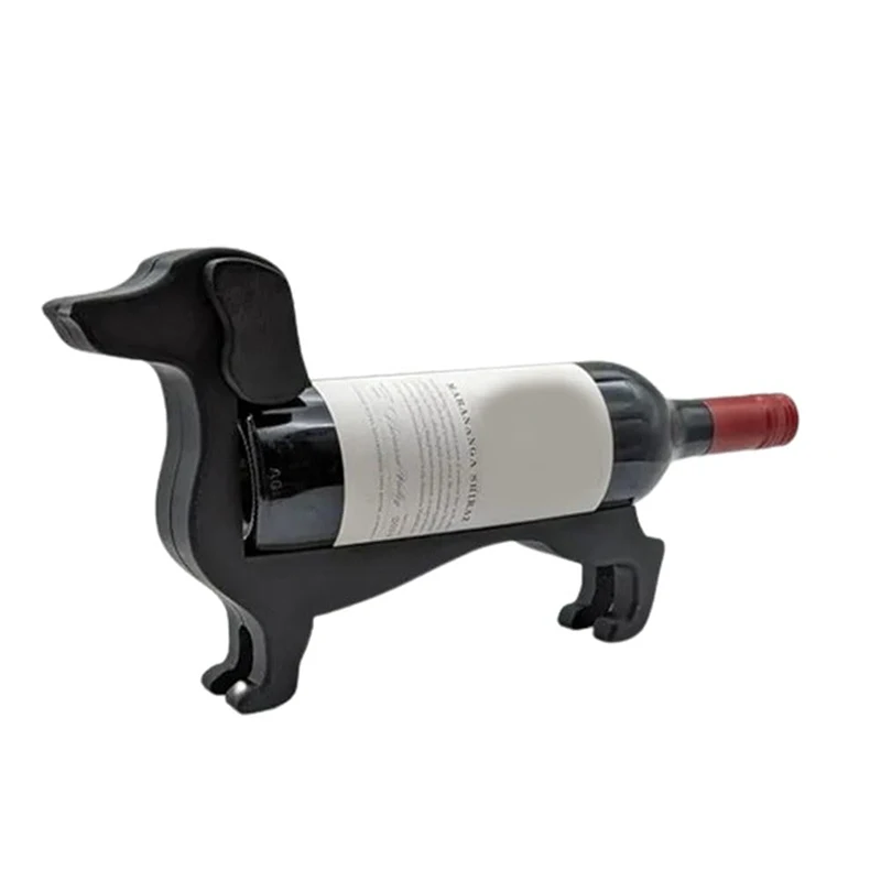 1pc Black Dachshund Wine Bottle Beverage Can Holder Display Stand for Home New Year Christmas Decor Supplies Creative Wine Rack