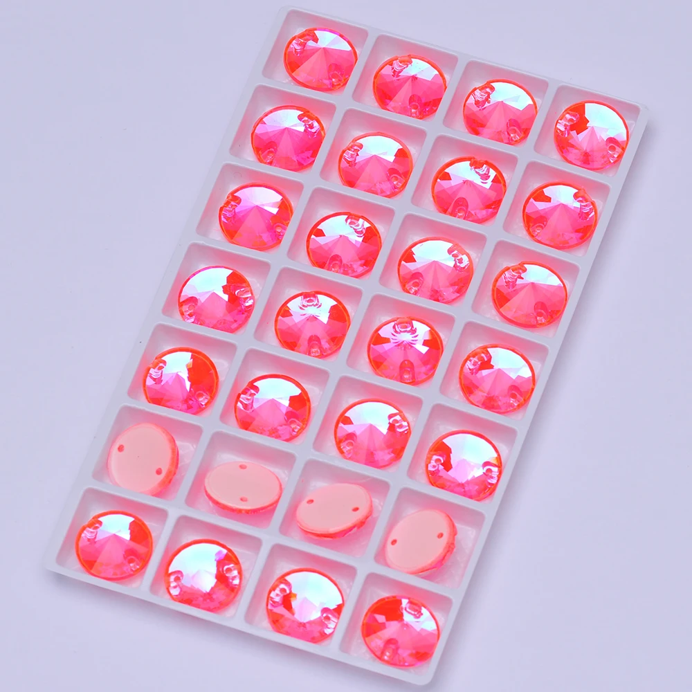 Glas K9 Neon Rivoli Neue Strass-Kanten mit Facettenschliff Aufnähbare Kristalle Flache Rückseite Steine für DIY-Kleidung – Detail 9