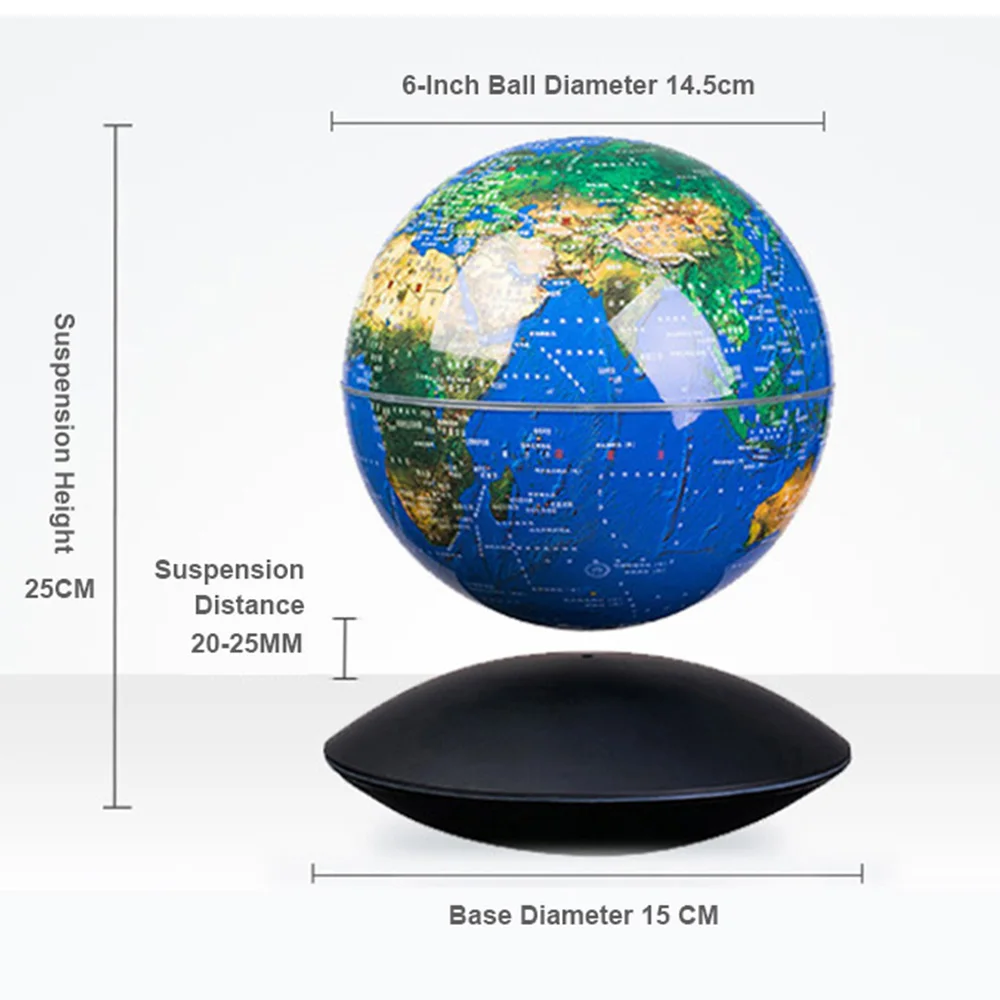 6 Inches Magnetic Levitation 360°Rotate Globe Home Decoration Creative Birthday Gift Magnetic Levitation Globe Living Room Decor