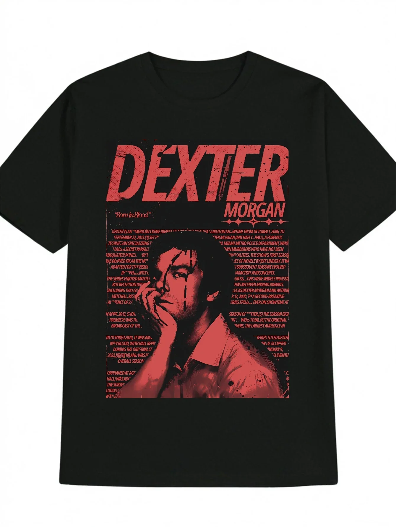 Camiseta Masculina Retrô Hip-hop Casual de Algodão de Alta Qualidade da Série de TV Dexter Morgan Verão 2026 - Roupa Masculina