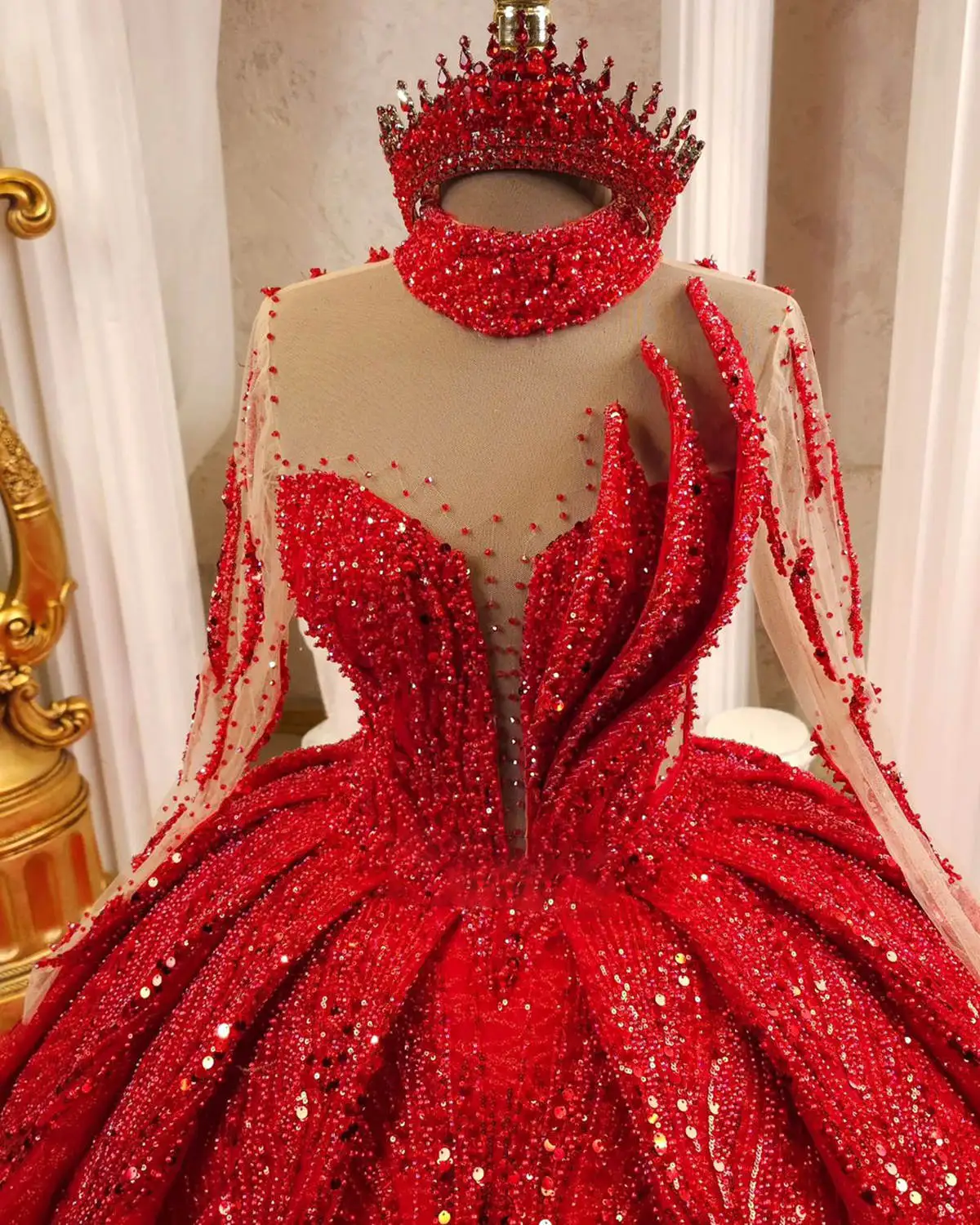 Luxury Customization Princess Quinceanera Dress Heavy Handmade Beading Ball Gown Elegant Zipper Prom Party Gowns