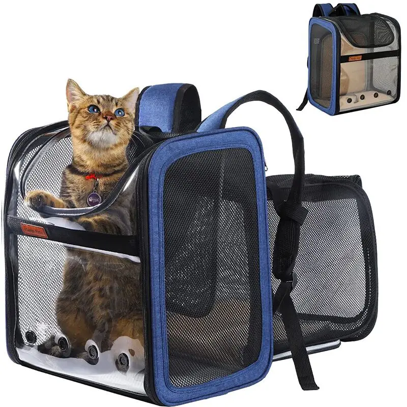 

Cat Bag Breathable Portable Pet Carrier Outdoor Travel Mesh Backpack for Small Cat and Dog Transparent Space Pet Shoulder Bags