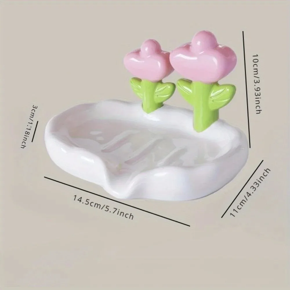 Creative Creative Floral Soap Box Portable Bathroom Accessories Plastic Storage Soap Rack Cut Flower Shape Flower Decor