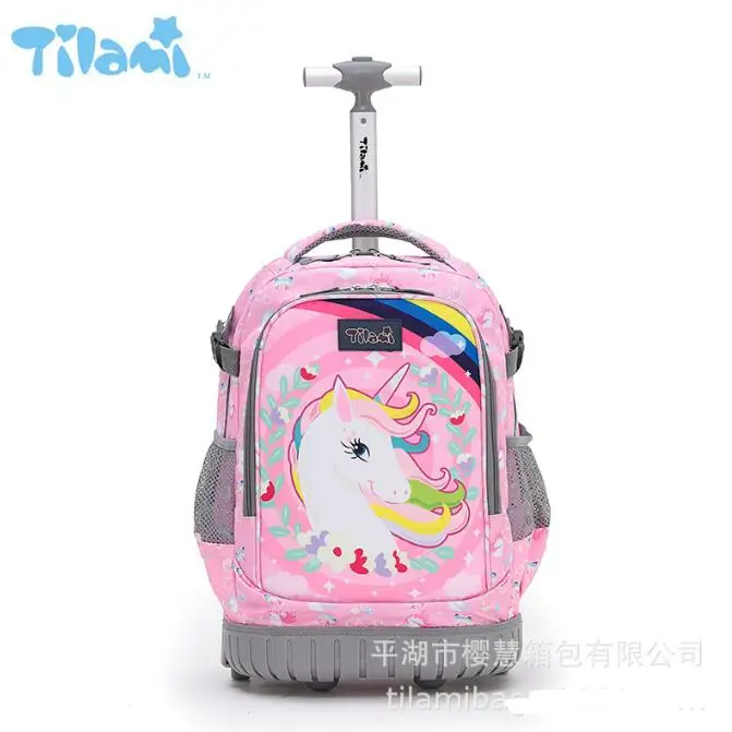 18 Inch School Rolling  Suitcase Kids Rolling Backpack 18 inch Rolling Laptop Backpack School Trolley Backpack Bag For girls