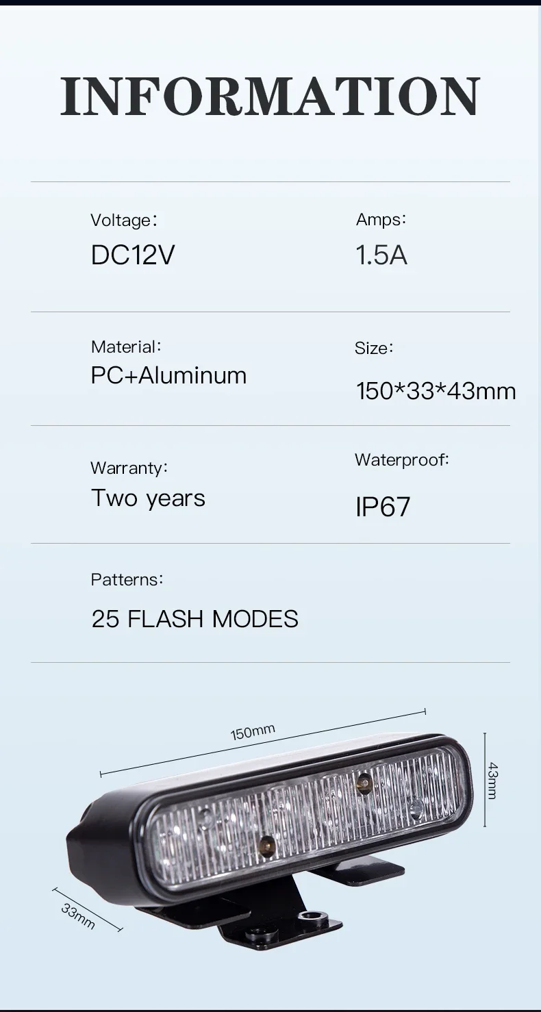 E9 R65 certificate LED Grille Warnig Light for trucks, SUV,ATV cars