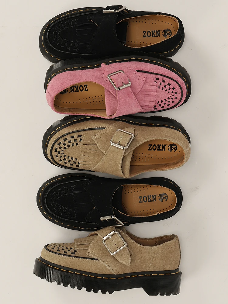 

Женские модные кожаные туфли-монки с плетеными элементами и кисточками, синие, в британском стиле, для пар