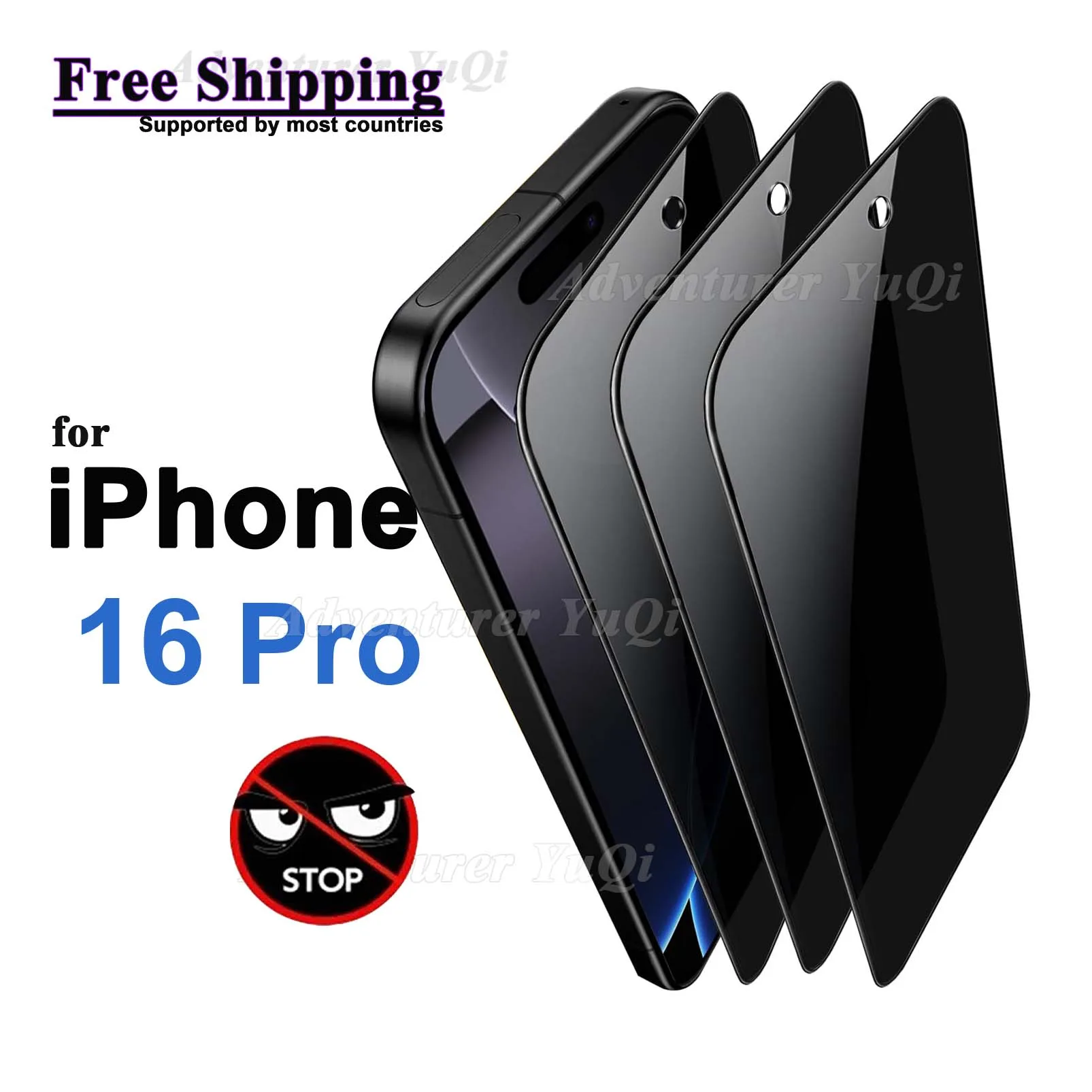 

Anti Spy Screen Protector For iPhone 16 Pro 6.3 inch, Tempered Glass Privacy Peep Scratch 9H Case Friendly High Aluminum