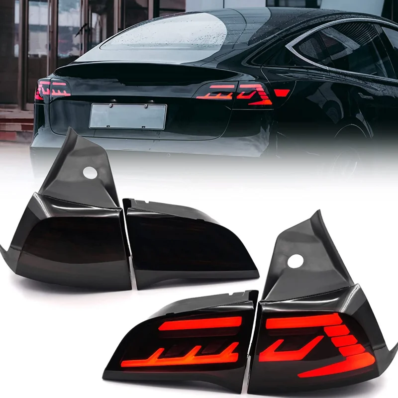 Tail lights suitable for Tesla series models 3/y, upgraded LED tail lights, new style plug and play