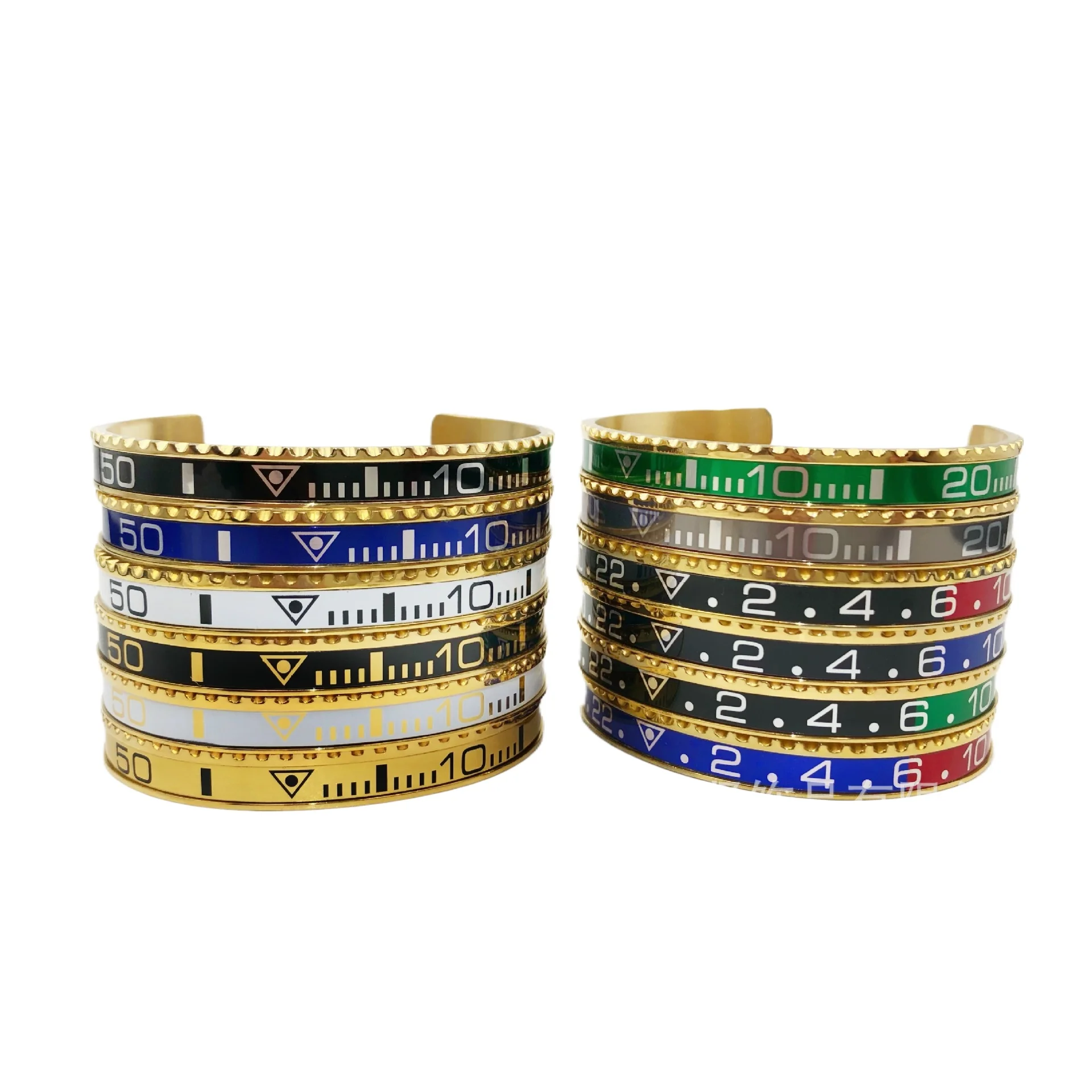 Sand Surface Gold Open Titanium Steel Bracelet, Digital Men's and Women's Graduated Watch Accessories Bracelet