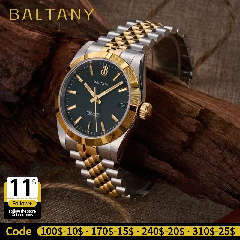 Baltany S4102 Business Man Automatische mechanische Armbanduhr, 36 mm Leinen-Zifferblatt, maschinell bearbeitete Lünette, ST2130, luxuriöse Dress-Uhr für Herren