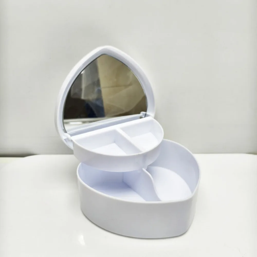 Heart Shape Jewelry Box Double Layer with Mirror