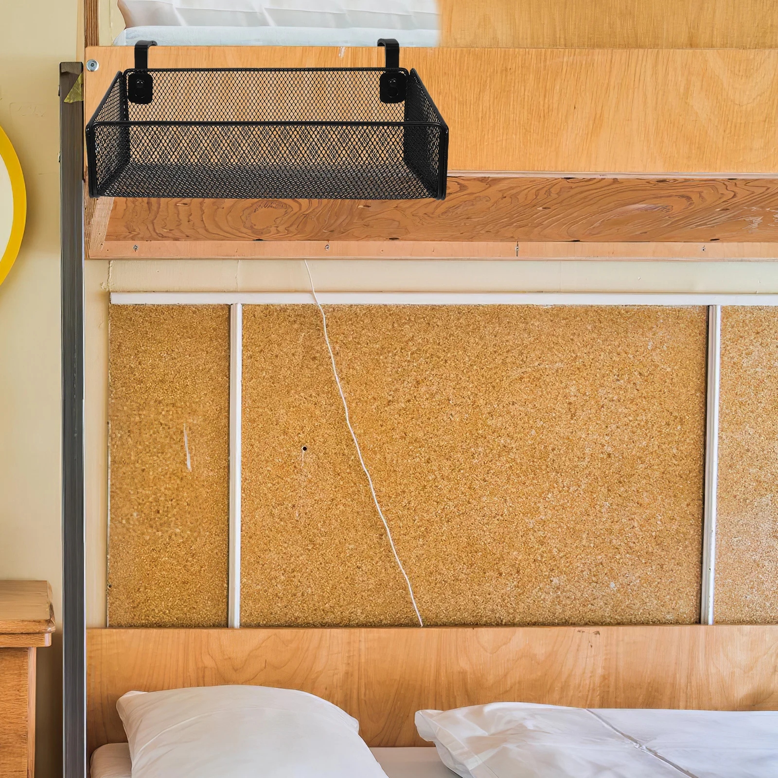 

Bedside Hanging Storage Basket Black Metal Mesh Organizer For Dorm Beds Office Cubicles Books Magazines Multipurpose Wire Shelf