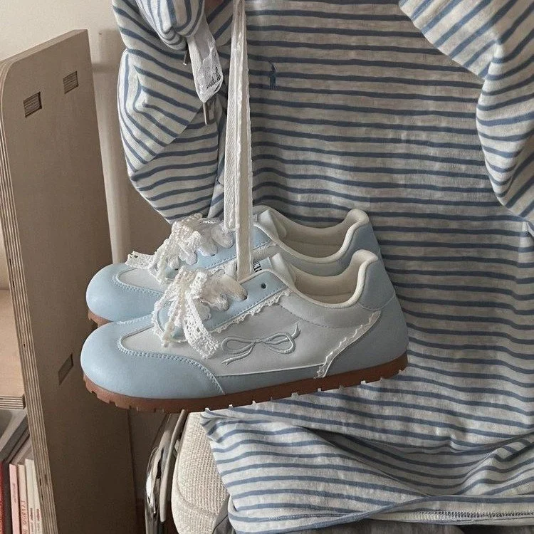 أحذية نسائية على طراز الباليه، أحذية رياضية منخفضة الارتفاع ذات نعل مطاطي مريح وقابل للتنفس، أحذية بيضاء متعددة الاستخدامات، ... #4